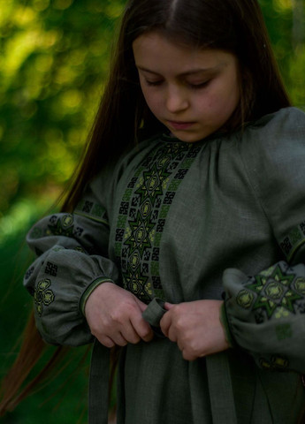 Хакі вишите плаття для дівчинки Vyshyvanka (271135348)