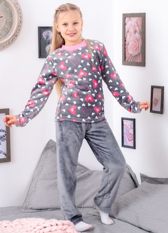 Сіра зимня піжама для дівчинки кофта + брюки Носи своє