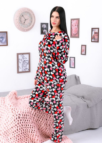 Красная зимняя пижама женская кофта + брюки Носи своє