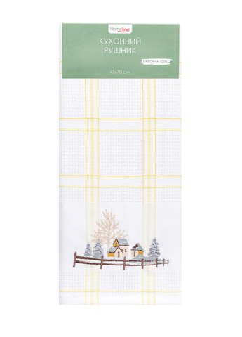 Home Line полотенце вафельное 45х70 с вышивкой новогодний желтый производство - Турция
