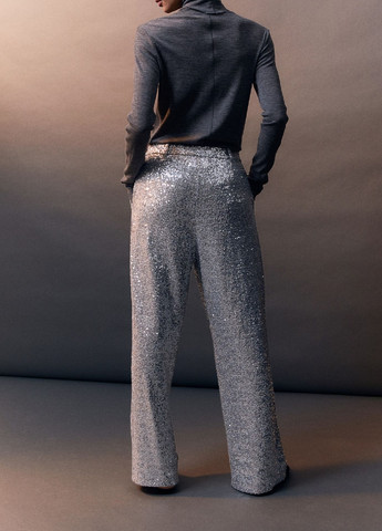 Серебряные кэжуал демисезонные брюки H&M