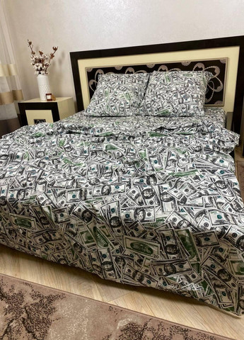 Постільна білизна бавовняна Долари Півтораспальна 150 x 220 Бязь Білий 70 х 70 No Brand (271518573)