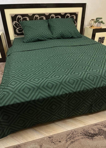 Постельное белье хлопковое Узоры Полуторное 150 x 220 Бязь Зеленый 70 х 70 No Brand (271518551)
