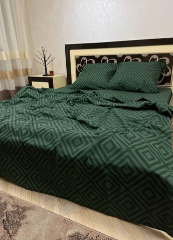 Постельное белье хлопковое Узоры Полуторное 150 x 220 Бязь Зеленый 70 х 70 No Brand (271518551)
