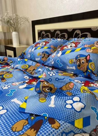 Постільна білизна бавовняна Патруль Півтораспальна 150 x 220 Бязь Синій 70 х 70 No Brand (271518608)