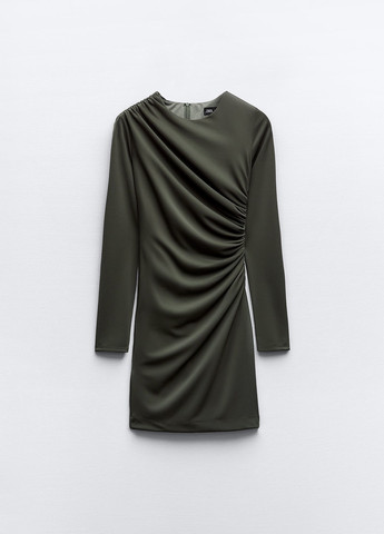Оливковое (хаки) повседневный платье Zara однотонное