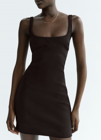 Черное праздничный платье Zara однотонное
