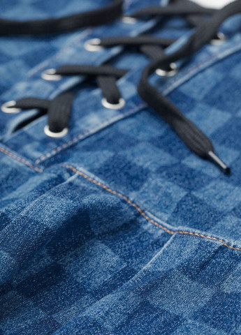 Синяя джинсовая в клетку юбка H&M