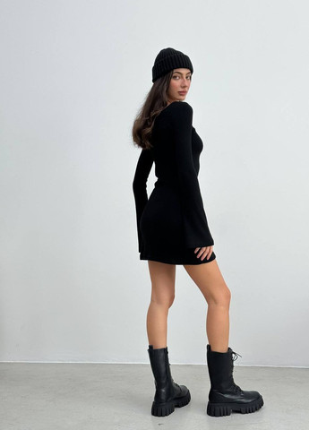 Черное женское короткое платье теплое вязанное ZF inspire однотонное