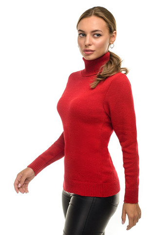 Червоний тепла та м'яка жіноча водолазка з еластаном SVTR