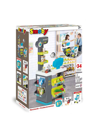 Детский супермаркет с электронной кассой и тележкой из 42 аксессуаров Smoby (271537671)