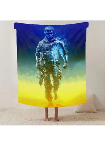 Плед патріотичний 3D Воїн ЗСУ 20222499_B 12403 135х160 см Fashion (271544780)