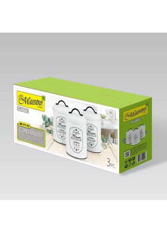 Набір банок для сипучих продуктів MR-1771-3CS 3 предмети білий Maestro (271547905)