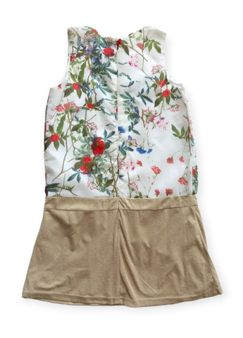 Бежева сукня для дівчинки tf15196 в квіти з кольє в комплекті To Be Too (271690525)