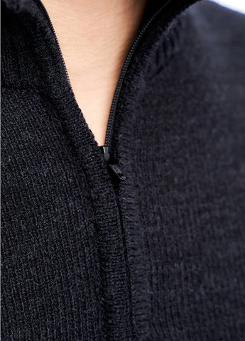 Темно-серый мужской эластичный свитер на змейке SVTR