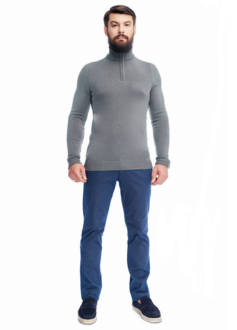 Серый мужской эластичный свитер на змейке SVTR