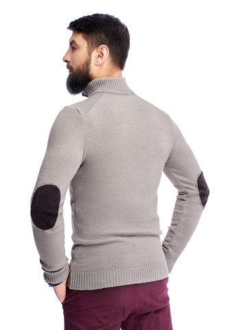 Кофейный мужской эластичный свитер на змейке SVTR