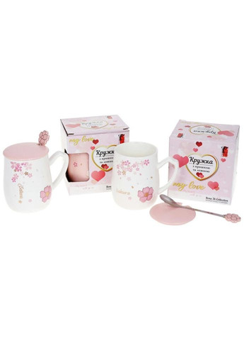 Кружка с крышкой и ложкой Bona Di Sakura 927-221 380 мл BonaDi (271550474)