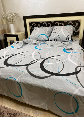 Постельное белье хлопковое Узоры Двуспальное 180 x 220 Бязь Серый 50 х 70 No Brand (271665256)