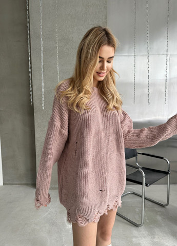 Рожево-ліловий демісезонний трендовий светр-сукня вільного крою джемпер No Brand