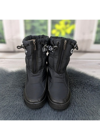 Черные ботинки дутики женские зимние короткие Paolla на молнии