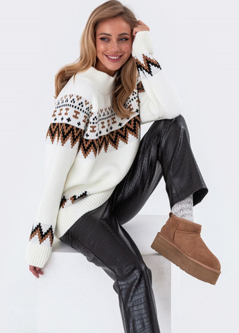 оверсайз свитер молного цвета с орнаментом Dressa (271844434)
