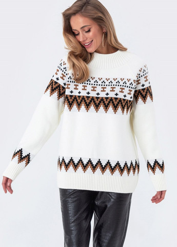 оверсайз свитер молного цвета с орнаментом Dressa (271844434)