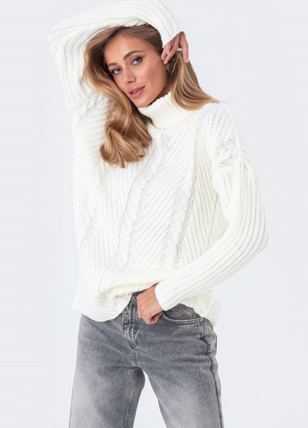 свитер мелкой вязки молочного цвета Dressa (271844491)