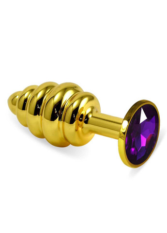 Ребристая анальная пробка с фиолетовым кристаллом Rosebud Spiral Metal Plug Lovetoy (271841118)