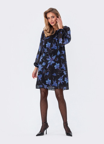 Чорна чорна сукня вільного крою з квітковим візерунком Dressa