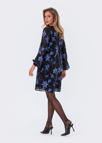 Чорна чорна сукня вільного крою з квітковим візерунком Dressa