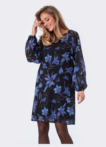 Чорна чорна сукня вільного крою з квітковим візерунком Dressa