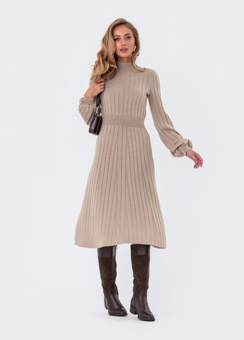 Бежева в'язана сукня-міді бежевого кольору Dressa