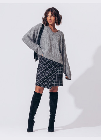 Серая серая юбка в клетку с фиксированным запахом Dressa