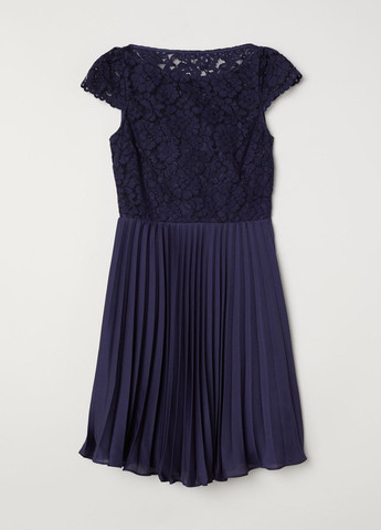 Темно-синее праздничный платье с кружевом H&M однотонное
