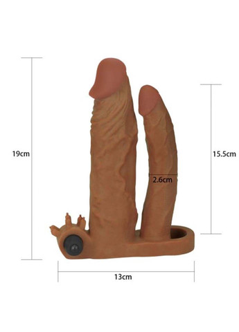Насадка на пенис Pleasure X Tender Vibrating Double Penis Sleeve Brown Lovetoy (272105231)