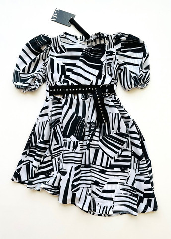 Чорно-біла сукня дитяча з поясом g3114 чорно-біла Gaialuna (272158116)
