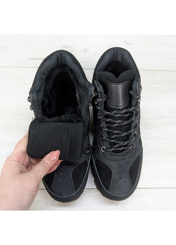 Черные зимние ботинки мужские дутики зимние на шнурках Dual