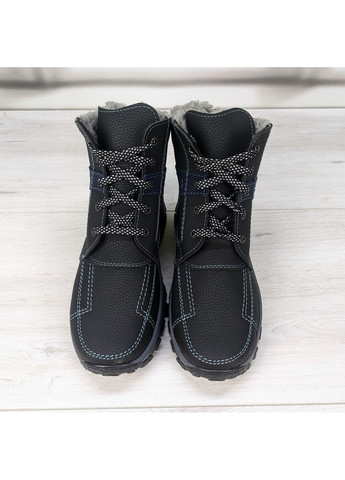 Черные зимние ботинки мужские зимние эко-кожа Kluchkovskyy