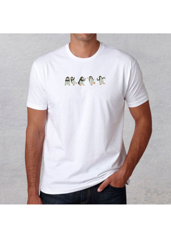 Белая футболка с вышивкой пингвинов 01-1 мужская белый l No Brand