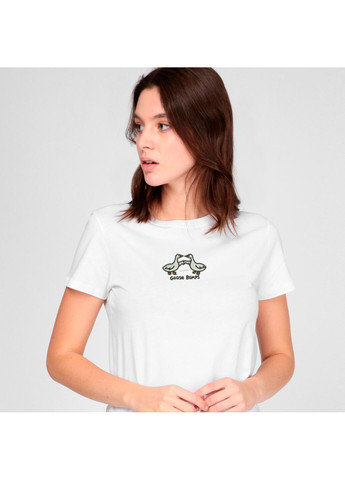 Белая футболка з вишивкою гуси 02-2 женская белый l No Brand