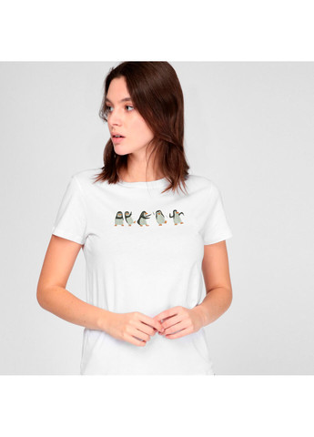 Белая футболка с вышивкой пингвинов 02-1 женская белый xl No Brand
