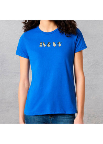 Синя футболка з вишивкою пінгвінів 02-3 жіноча синій l No Brand