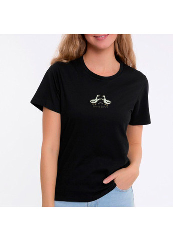 Черная футболка з вишивкою гуси 02-1 женская черный m No Brand