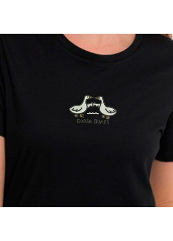 Черная футболка з вишивкою гуси 02-1 женская черный l No Brand