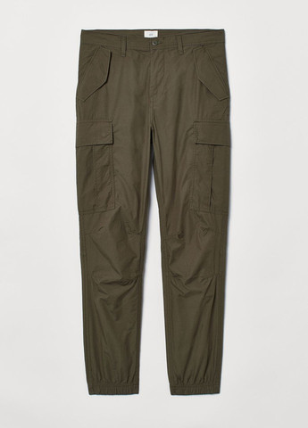 Зеленые кэжуал демисезонные карго брюки H&M