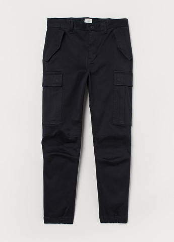 Бавовняні штани-карго Чорний Кежуал Демісезон H&M (272129143)