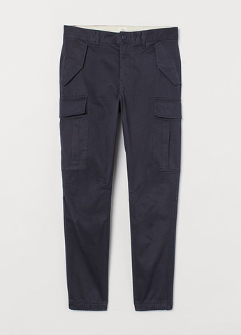 Темно-синие кэжуал демисезонные карго брюки H&M