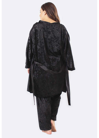 Чорний комплект (халат, майка, штани) Ghazel Хлоя
