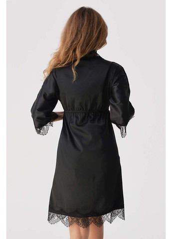 Чорний комплект (халат, шорти) Ghazel Тина